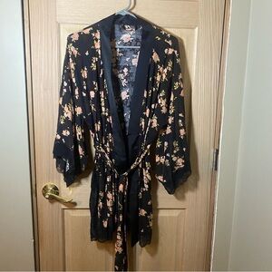 Victoria's Secret Black Floral Robe